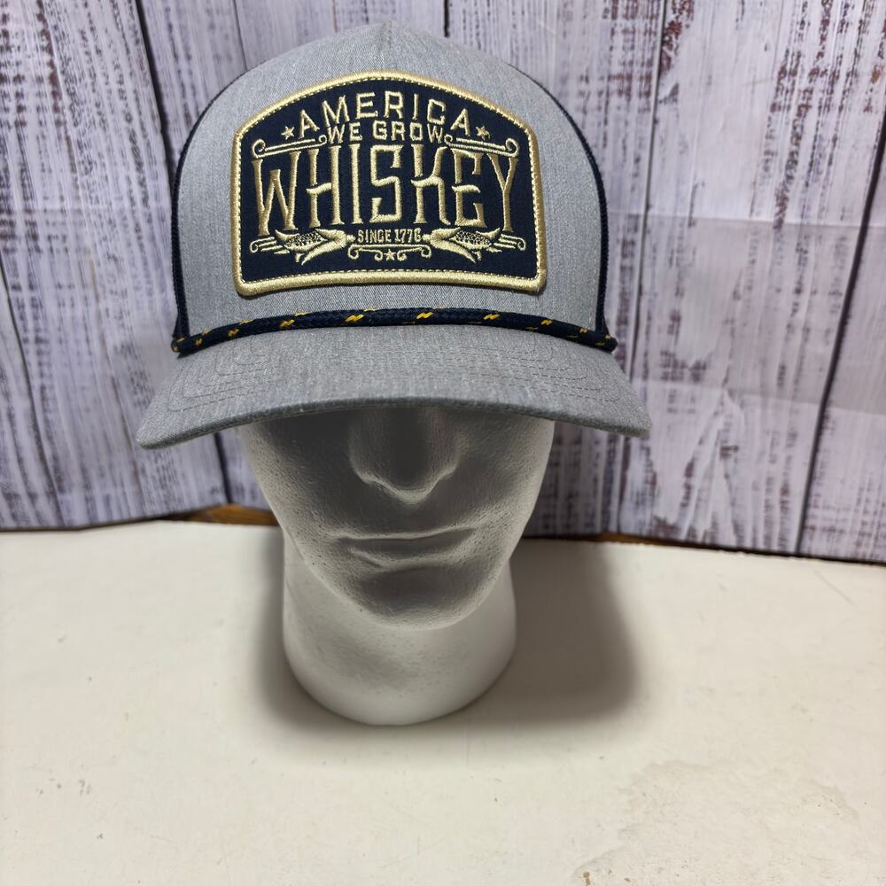 Rural Cloth Whiskey Trucker Hat Snapback Mesh Gray Black Embroidered Patch